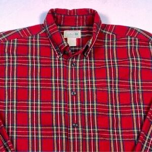 Classic L.L. Bean Red Plaid Flannel Button Down Shirt Mens Medium Gorpcore